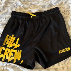 Kill Crew Black & Yellow Workout Shorts - Size Medium